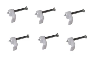 5 mm Wide Clips for Bell Wire & Internet Cable, White, Pack of 100 - Picture 1 of 2