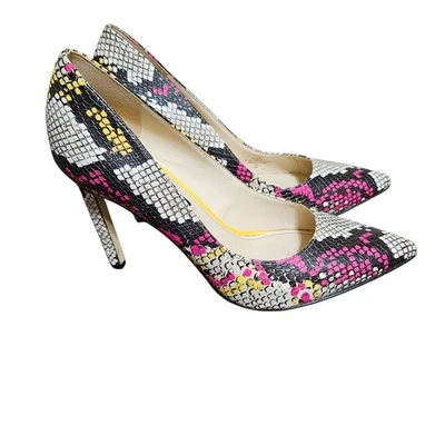 Nine West Talla 7.5 M Imitación Piel de Serpiente 4 Pulgadas Stiletto Slip On Bomba Punta Foto 1 de 4