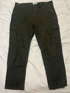 Men’s Cotton Cargo Trousers W36 L29 Dark Khaki M&S Marks and Spencer - Picture 1 of 3
