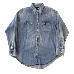 Wrangler Classic Denim Western Snap Shirt Size XL - Picture 1 of 9