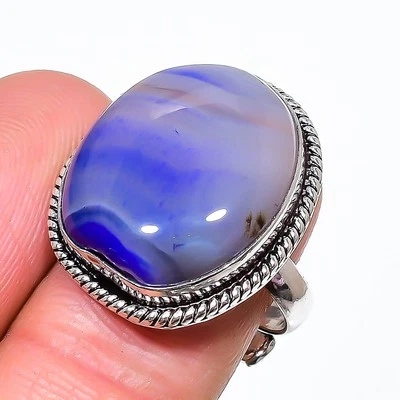 Anillo ajustable de piedras preciosas de ágata geoda púrpura regalo único joyería hecha a mano FR 1754 Foto 1 de 4