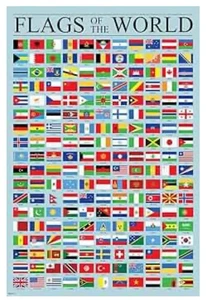 Flags of the World Poster Geography Classroom Decor International Country Refere - Picture 1 of 3