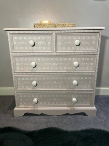 Custom Hand Painted Chest Of Drawers With Bone Inlay Effect Vintage pine - Picture 1 of 7
