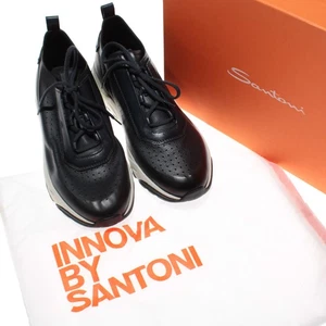 Santoni NWB Dupe Lace Up Leather Sneakers Size 9.5 (US 10.5) in Dark Blue - Picture 1 of 12