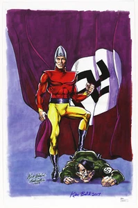 1942 circa Ken Bald Bulletman firmado 11x17 impresión en color (JSA) - Imagen 1 de 2