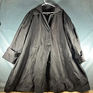 Andrew Marc Women Trench Coat Black Button Closure Long Sleeve Size 3X Polyester - Picture 1 of 13