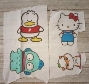 sanrio hello kitty fun fabric scrap 2 piece 3 to 4.5 inch 4 characters new - Picture 1 of 2