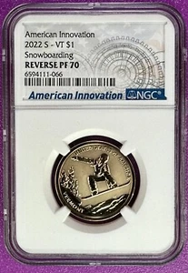 2022 S $1 American Innovation - VT Snowboarding NGC Reverse PF70 - Picture 1 of 2
