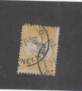AUSTRALIA (MK4896) # 54 F-USED 5sh 1918 KANGAROO & MAP /YELLOW-GRAY CV $125 - Picture 1 of 1