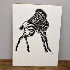 1970s Rabindra Zebra Signed Lithograph Print Pink Dot