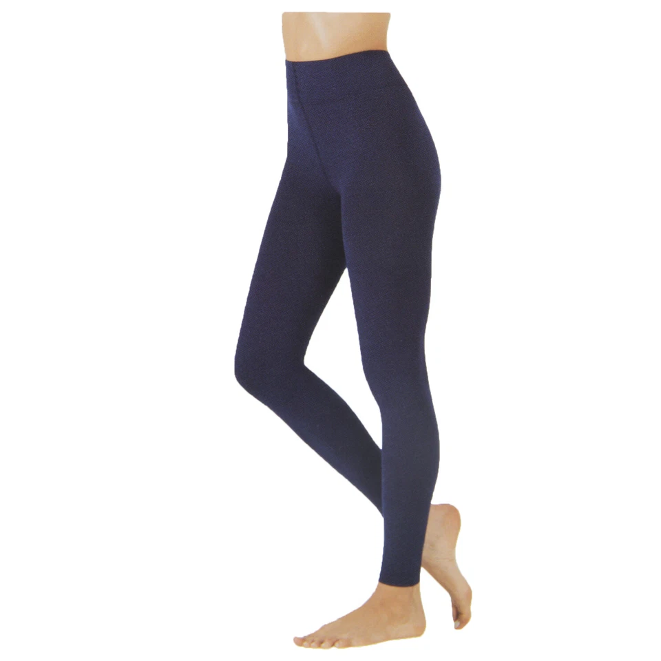 WARNERS ULTRA SOFT FLEECE LINED FOOTLESS TIGHTS DARK DENIM HEATHER SIZE L/XL