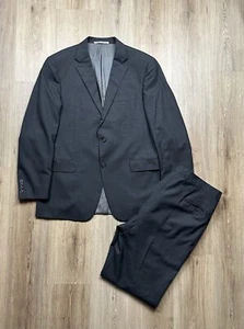 Hickey Freeman Worsted Wool Men’s Dark Grey Vintage Two Piece Suit Size 42 - Picture 1 of 16