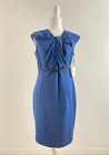 Nwt Calvin Klein $159 Blue Sleeveless Belted Twisted Collar Sheath Dress Size 8