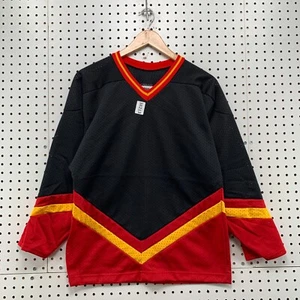 VTG 90s Athletic Sewing Co Blank Hockey Jersey Youth Boys M Black Made USA 19x26 - Picture 1 of 14