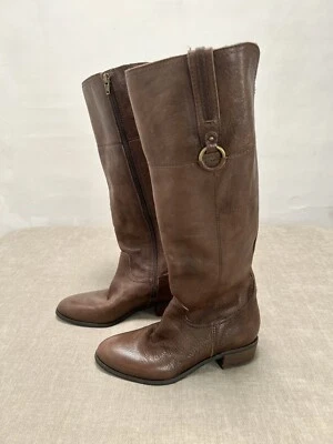 Crown Vintage Botas de Cuero Marrón Montar Western Alto Hasta la Rodilla Cremallera Para Mujer’s 6M Foto 1 de 4