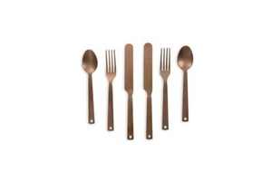 New Barebones Flatware 6 Piece Flatware Set - 2 Forks, 2 Knives, & 2 Spoons - Foto 1 di 15