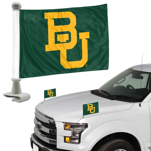 Baylor Bears Set of 2 Ambassador Style Car Flags - Trunk Hood Cover