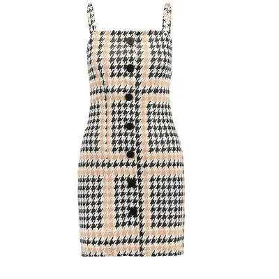 Selfridge Houndstooth Knit Dress 6 Beige Black Academia Y2K  Old Money Preppy - Image 1 of 4