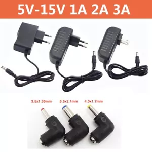5V-15V 1A 2A 3A Charger 5.5x2.1mm 3.5x1.35mm Plug DC Power Supply Adapter CCTV - Picture 1 of 13