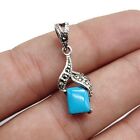 Turquoise Marcasite 925 Sterling Silver Handmade Exotic Pendant 1.88 Gm 1''