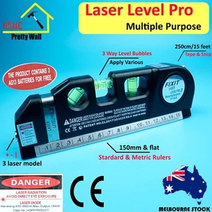 Laser Level Pro 250cm tape measure hand tool Industrial cross 180° DIY Job 150mm - Picture 1 of 9