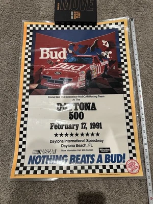 Cartel raro Daytona 500 Bud 1991 doble cara Thunderbird Nascar Foto 1 de 3