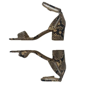 Michael Kors Animal Print Block Heel Sandals Leather Upper Croc Snake Comfort - Picture 1 of 10