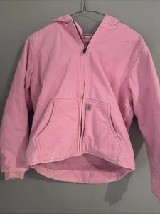 Carhartt Pink Jacket Coat Girls Size Large Youth 14 Sherpa Fleece Lined - Picture 1 of 5