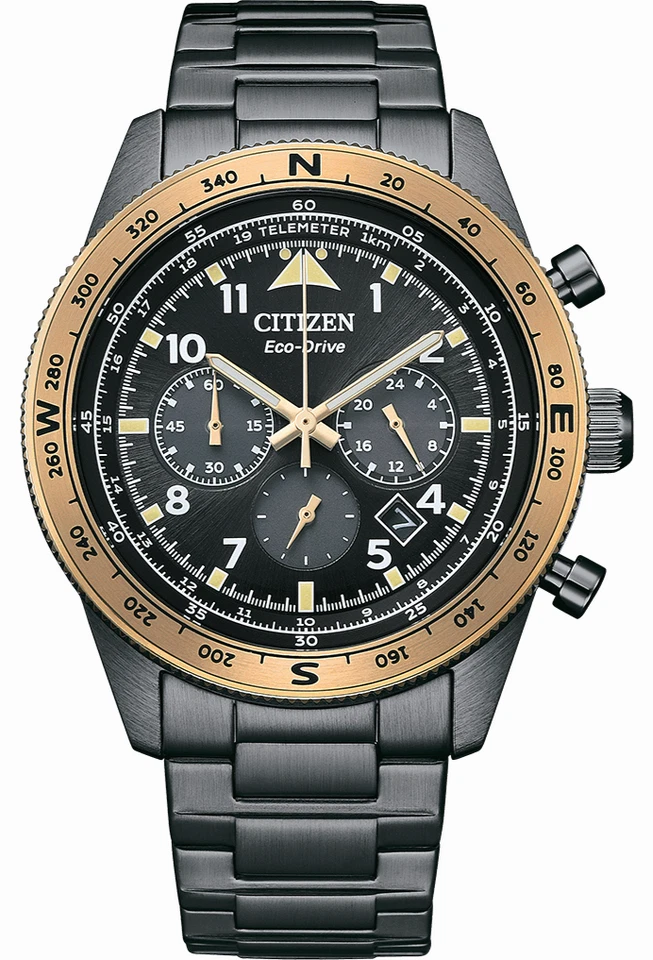 Reloj para hombre Citizen Eco-Drive cronógrafo CA4556-89E esfera negra detalles dorados Foto 1 de 1