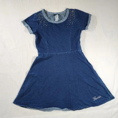 Guess Denium Dress Size XL/16, Blue Denim, With Embellished Gems - Image 1 of 4