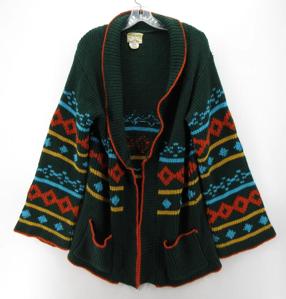 Suéter DE COLECCIÓN Mujer Grande Verde Cárdigan Chal Suroeste Manga Campana Años 70 Foto 1 de 4