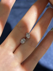 Platinum Gold Lab-Created Synthetic Women's Oval Earrings Gift - Picture 1 of 1
