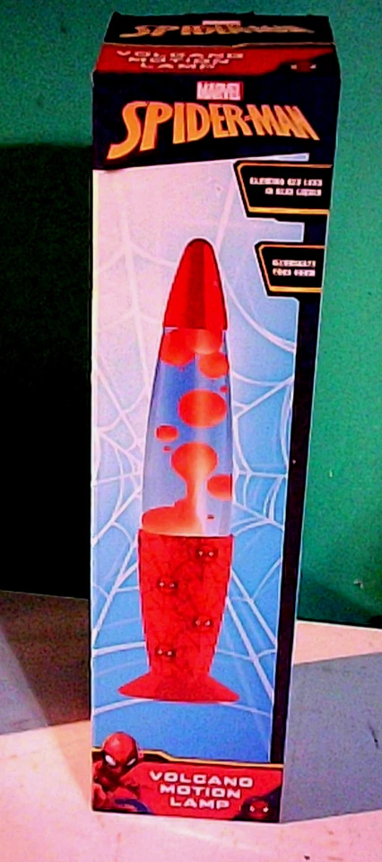 NUEVO Marvel Spiderman 13" Rojo Lava Movimiento Volcán Lámpara Cera Roja en Líquido Azul Foto 1 de 1