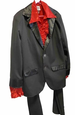 Traje de proxeneta años 70 - negro/rojo. "Talla grande 50"""  Foto 1 de 4