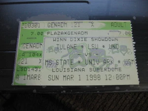 winn dixie LSU tulane uno TICKET STUB 3/1/98 superdome vs arkansas mississippi s - Picture 1 of 2