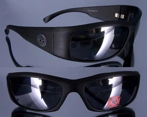 Bikerbrille schwarz matt Skull + Kreuz Symbol 400UV Schutz Motorrad Sonnenbrille - Bild 1 von 3