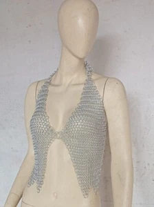 Nuevo Estilo Prenda para el torso de Aluminio con Botones Plateado de Cadena para Mujer Moda Propósito - Imagen 1 de 3