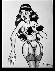 Mujer Fatale Archie Comics Estilo Desnudos Gótico Arte Original Dibujo Por Frank Forte - Imagen 1 de 3