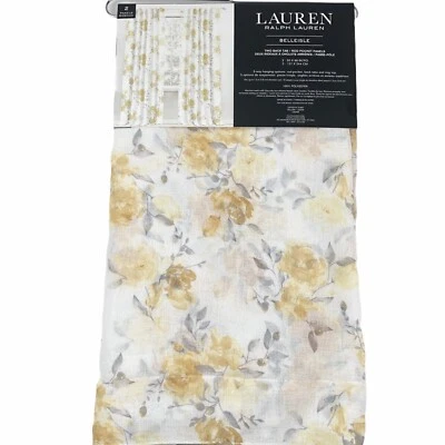 Painéis de janela florais Ralph Lauren 50x96 abas traseiras cortinas semi transparentes neutras  - Imagem 1 de 4