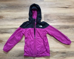 The North Face Girls Small 7/8 Purple & Black Double Zip Up Dry Vent Rain Jacket - Picture 1 of 7