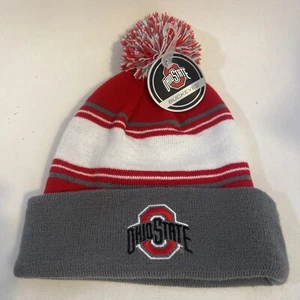 NWT Ohio State Knit Beanie Hat With Pom Adult BUCKEYES. 2 BUCKS shipping. - Picture 1 of 5