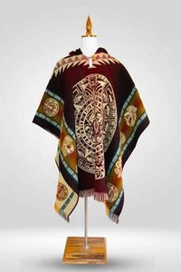 Ecuador Alpaca Wool Unisex Hooded Poncho (SAM-25) - Picture 1 of 5