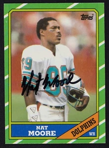Nat Moore signiert 1986 Topps Karte #50 - Miami Dolphins Autogramm - Bild 1 von 2