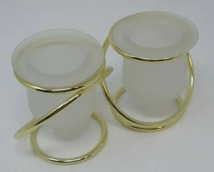 PartyLite Gemini Candle Holder Frosted & GOLD Plated Votive Holders. - Picture 1 of 8