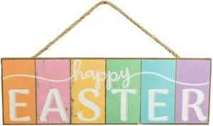Spring Pastels Happy Easter Sign - 15" x 5", Wreath, Porch, Patio, Door Decor - Picture 1 of 2