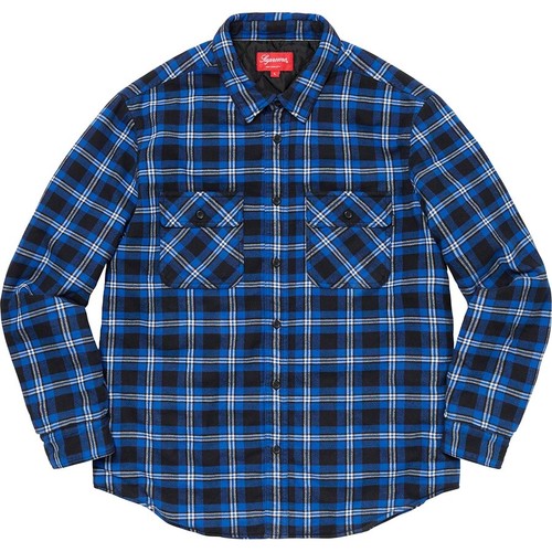 Supreme Quilted Arc Logo Flannel Shirt Navy Size M for sale online 