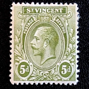 1913 St VINCENT 5d STAMP-FIVE PENCE-KING GEORGE V-Sg VC 114-MH - Picture 1 of 3
