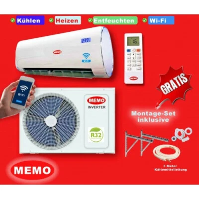 Split Klimaanlage Kühlen Heizen Inverter 9000 BTU R32 2,5 kW A++ WIFI 3mKupferle - Bild 1 von 4