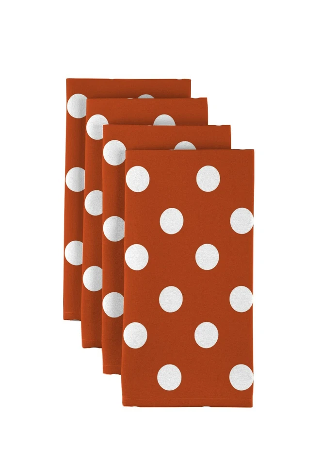 White Dots on Orange 18" x 18" Napkins 1 Dozen - Image 1 of 1