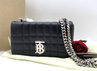 NWT AUTH $1650 BURBERRY Mini Lola Quilted Leather Crossbody Shoulder-Black - Image 1 of 4
